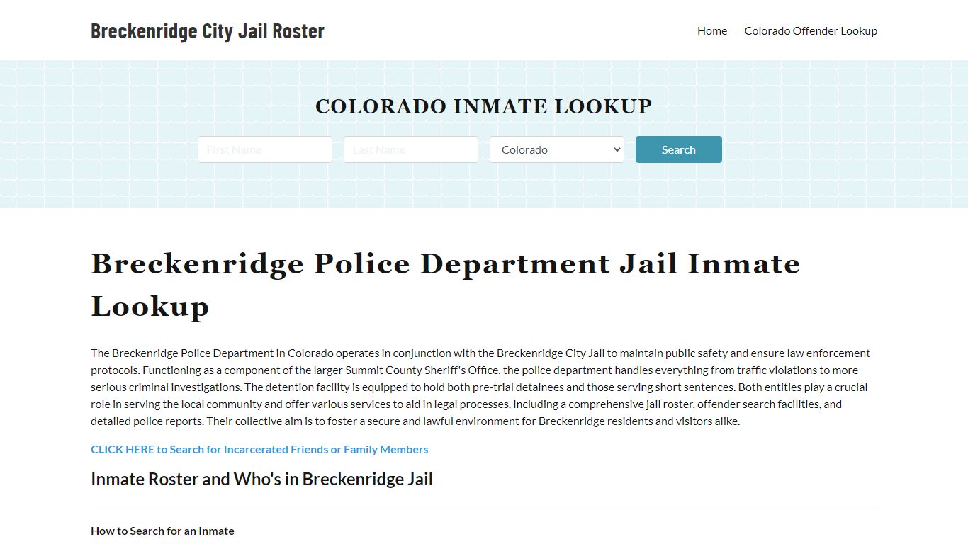 Breckenridge Police Department & City Jail, CO Inmate Roster, Arrests ...